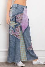 Load image into Gallery viewer, BlueVelvet Contrasting Fabric Pants with Star Patches in Denim
