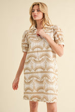 Load image into Gallery viewer, Jodifl Geometric Print Eyelet Dress in Taupe
