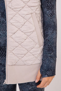 Mono B OVERSIZED Quilted Fleece Vest in Taupe