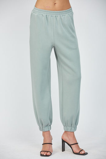 FATE Solid Color Scuba Joggers in Muted Blue