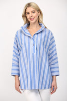 FATE Two Toned Striped OVERSIZED Top in Blue/White