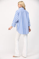 FATE Two Toned Striped OVERSIZED Top in Blue/White