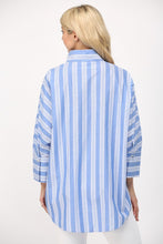 Load image into Gallery viewer, FATE Two Toned Striped OVERSIZED Top in Blue/White

