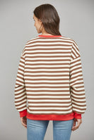 FATE Striped OVERSIZED Top in Brown Coral Combo