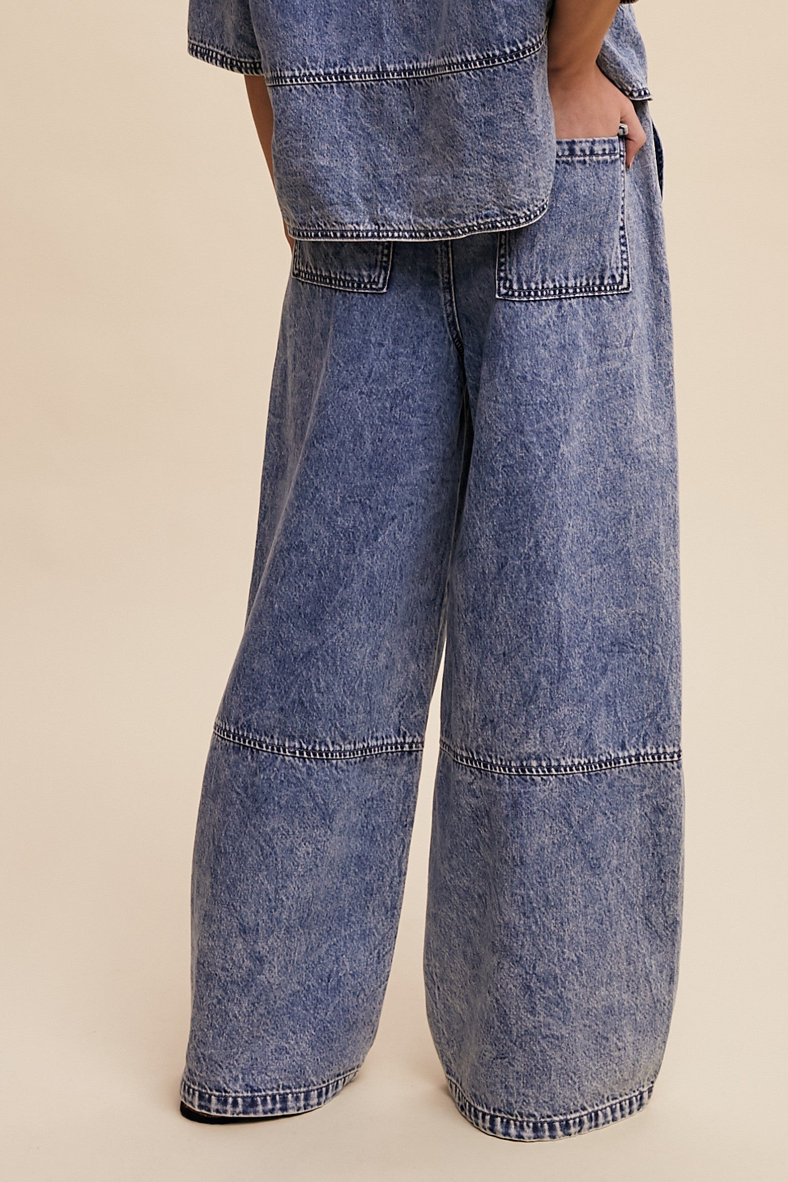 Listicle Wide Leg Denim Pants in Blue Denim – June Adel