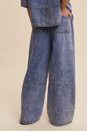 Listicle Wide Leg Denim Pants in Blue Denim ON ORDER