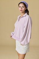 Papermoon PIPER Solid Color Snap Collar Sweater in Lilac