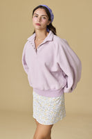 Papermoon PIPER Solid Color Snap Collar Sweater in Lilac
