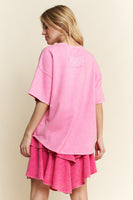 J.Her Mineral Washed Ribbon Bow Front Top in Bubble Gum