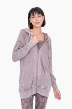 Load image into Gallery viewer, Mono B OVERSIZED Mineral Washed Waffle Knit Hooded Jacket in Deep Taupe
