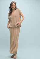 Wishlist Striped Top and Skirt Set in Mocha/Cream