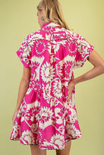 Load image into Gallery viewer, GiGio Floral Print Button Down Dress in Fuchsia Mix
