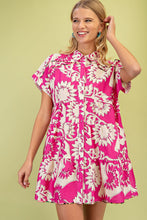 Load image into Gallery viewer, GiGio Floral Print Button Down Dress in Fuchsia Mix
