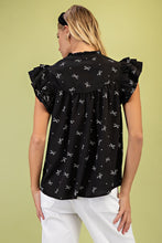 Load image into Gallery viewer, GiGio Lightweight Bow Print Top in Black

