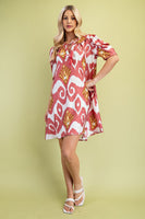 GiGio Peter Pan Collar Printed Mini Dress in Berry Mix