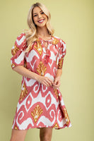 GiGio Peter Pan Collar Printed Mini Dress in Berry Mix