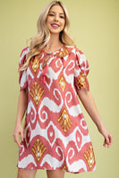 GiGio Peter Pan Collar Printed Mini Dress in Berry Mix