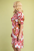 GiGio Peter Pan Collar Printed Mini Dress in Berry Mix