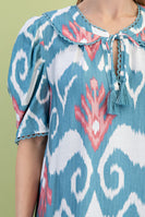 GiGio Peter Pan Collar Printed Mini Dress in Blue Mix