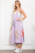 Load image into Gallery viewer, BlueVelvet Mixed Print Flower Patched Overalls in Lavender
