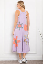 Load image into Gallery viewer, BlueVelvet Mixed Print Flower Patched Overalls in Lavender
