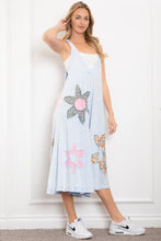 Load image into Gallery viewer, BlueVelvet Mixed Print Flower Patched Overalls in Blue
