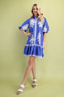 GiGio Two Toned Bold Print Mini Dress in Blue