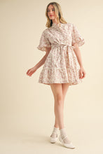 Load image into Gallery viewer, &amp;merci Floral Print Belted Tiered Mini Dress in Ivory Pink Floral
