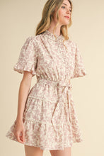 Load image into Gallery viewer, &amp;merci Floral Print Belted Tiered Mini Dress in Ivory Pink Floral
