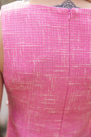 VOY FITTED Tweed Dress with Pearls and Bow in Pink