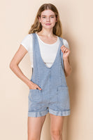 White Birch Knit Romper in Light Denim