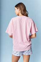 RARERAW OVERSIZED T-Shirt with Cherry Bow Applique on Front in Pink