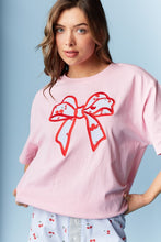 Load image into Gallery viewer, RARERAW OVERSIZED T-Shirt with Cherry Bow Applique on Front in Pink

