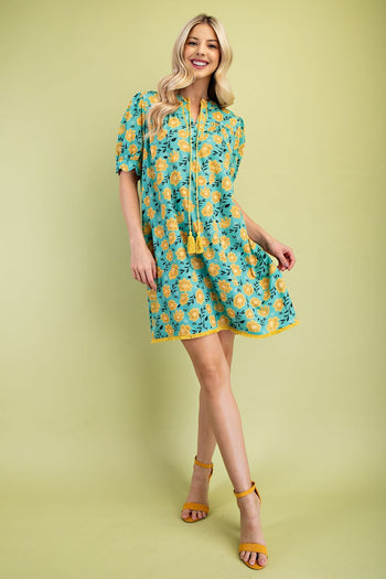 GiGio Floral Print Mini Dress in Green