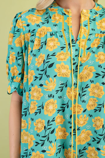 GiGio Floral Print Mini Dress in Green