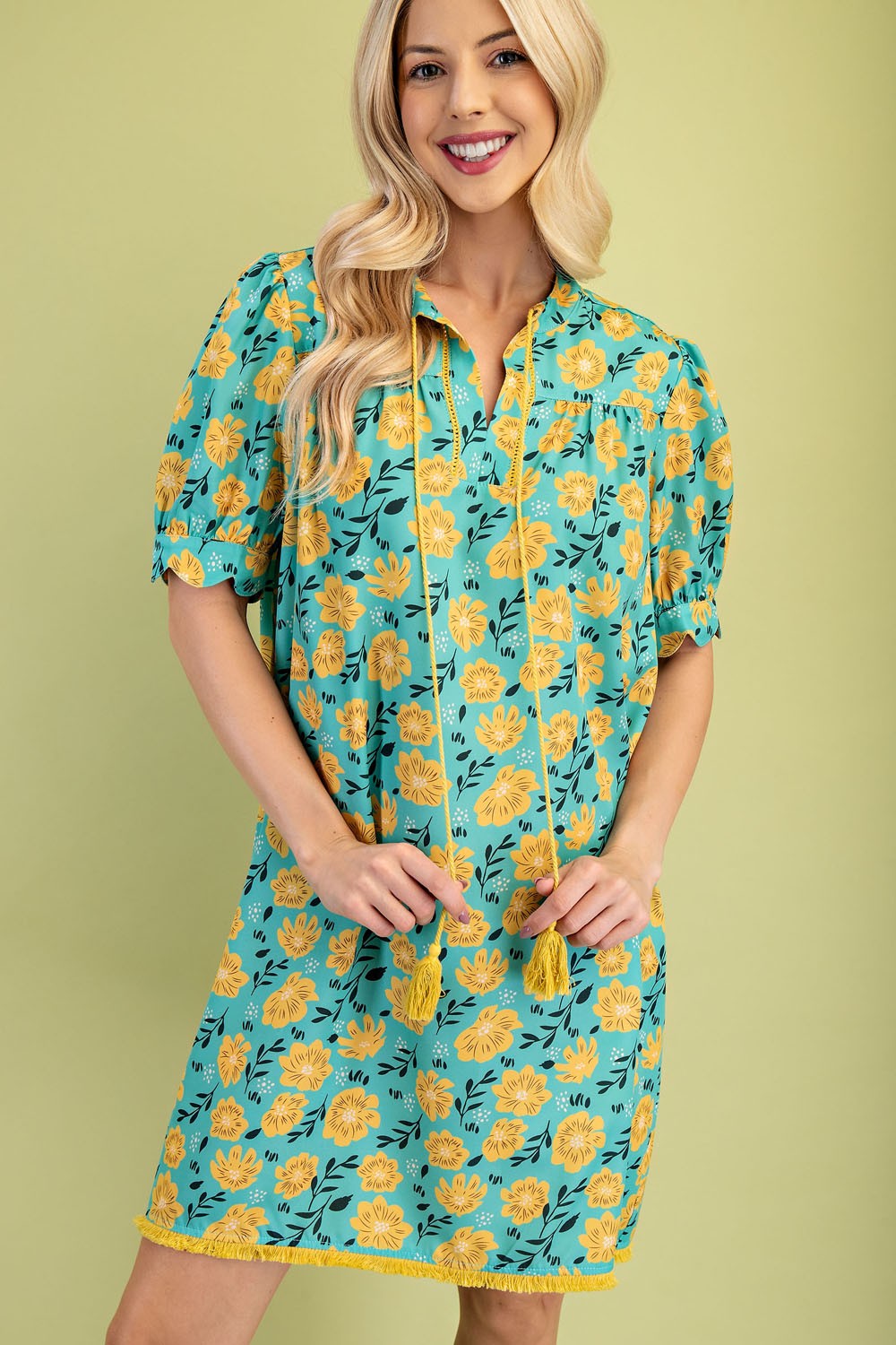 GiGio Floral Print Mini Dress in Green