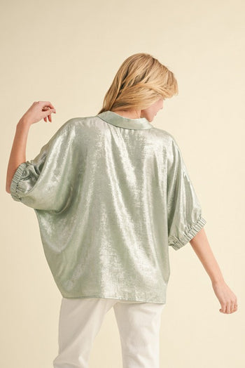 Jodifl Metallic Dolman Top in Sage
