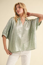 Load image into Gallery viewer, Jodifl Metallic Dolman Top in Sage
