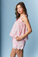 RARERAW Toile Print Scallop-Trim Pajama Set in Pink