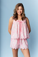 RARERAW Toile Print Scallop-Trim Pajama Set in Pink