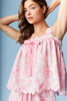 RARERAW Toile Print Scallop-Trim Pajama Set in Pink