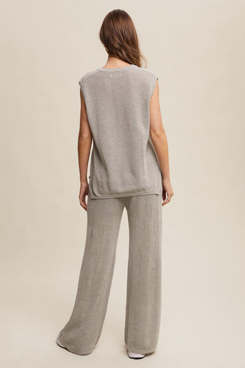 Listicle Soft Knit Lounge Set in Heather Grey
