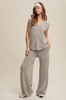 Listicle Soft Knit Lounge Set in Heather Grey