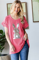 Heimish Sequined Bunny Top in Coral