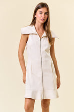 Load image into Gallery viewer, Doe &amp; Rae Solid Color Zip Up Front Mini Dress in Ivory
