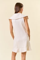 Doe & Rae Solid Color Zip Up Front Mini Dress in Ivory