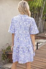 Load image into Gallery viewer, VOY Striped Dress with Floral Embroidery in Blue
