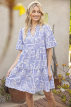 Load image into Gallery viewer, VOY Striped Dress with Floral Embroidery in Blue
