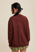 Load image into Gallery viewer, Listicle Cable Knit and Flower Detail Knit Sweater in Burgundy
