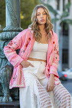 Load image into Gallery viewer, BlueVelvet Open Front Hooded Embroidered Cardigan in Pink ON ORDER
